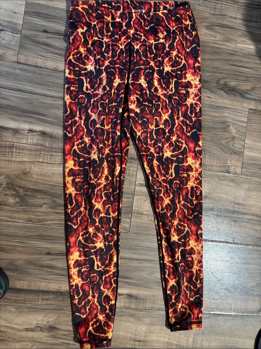 Women's Fiery Lava Print Leggings - Bold Red & Black